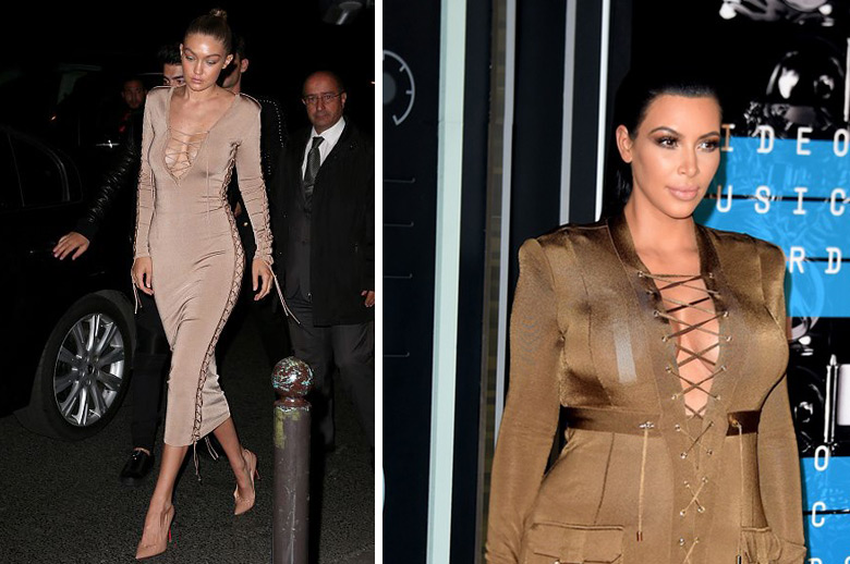 Gigi Hadid e Kim kardashian usanso lace up