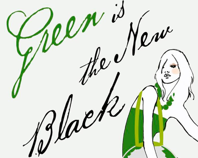 Desenho de modelo vestida de verde e abraçado no globo mundial