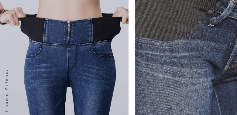 calça jeans para gestante com elastico