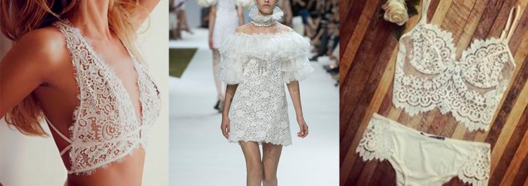 Modelos com roupas de renda clara