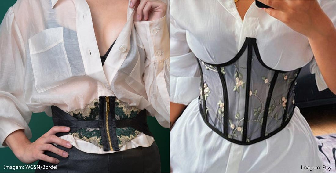 montagem com duas imagens de mulheres usando corset belt, um cinto alternativo as cintas modeladoras
