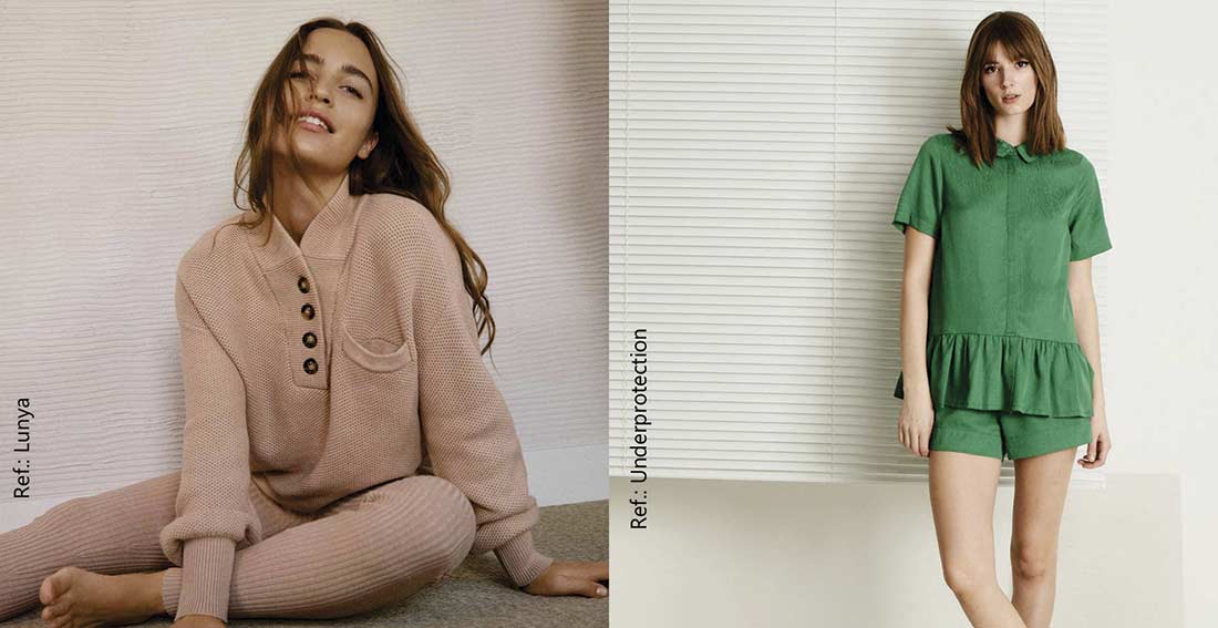 montagem com duas imagens de mulheres usando peças de moda sleepwear