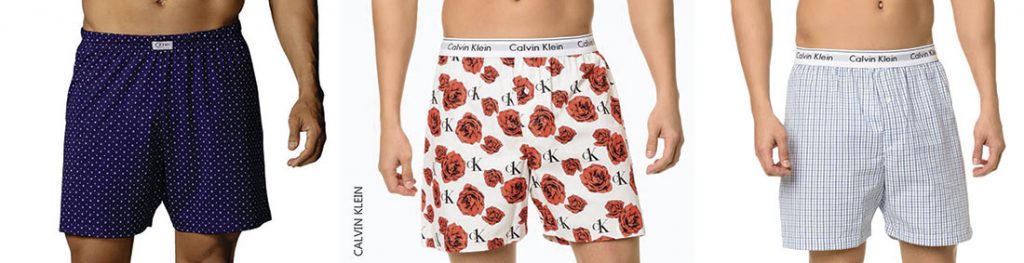 três fotos de homens usando cuecas samba canção,. um dos modelos de cuecas mais confortáveis