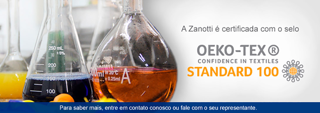 Selo Oeko-Tex®100 certificando a Zanotti como sustentabilidade na indústria têxtil