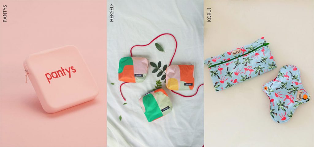 três modelos de porta calcinha absorvente impermeaveis