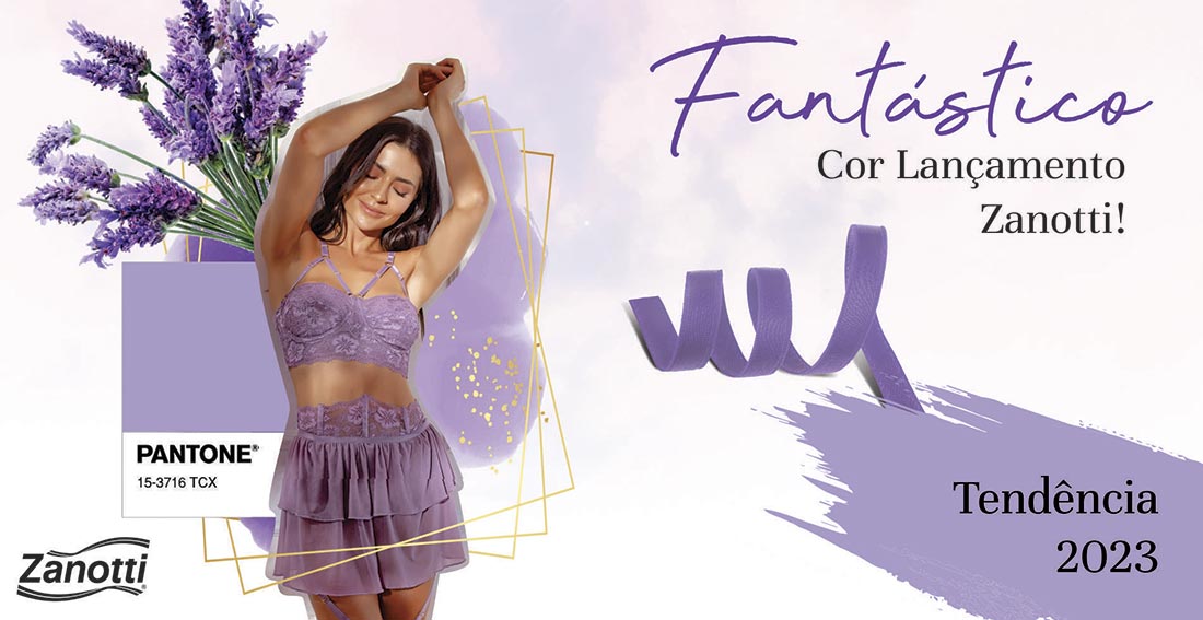 imagem mostrando a Fantástico, cor lançamento da Zanotti inspirada na tendência Digital Lavender