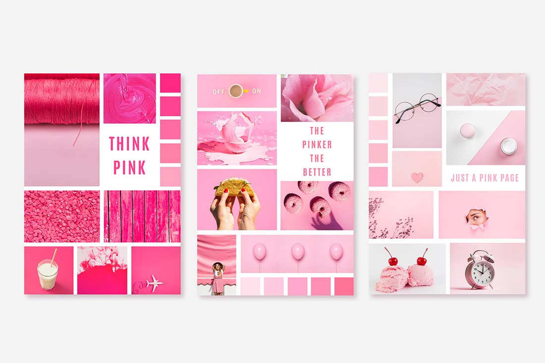 moodboard em tons de rosa, alinhado com a tendência barbiecore
