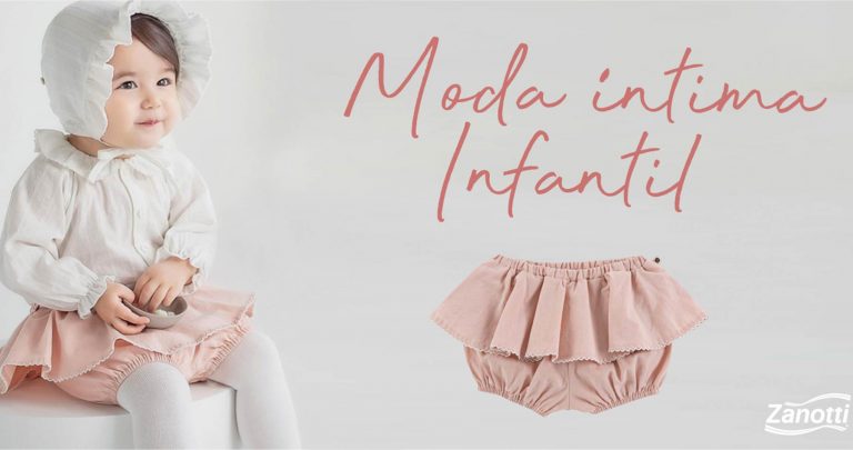 imagem d euma criança e de uma peça de moda íntima infantil com o título do conteúdo e a logo da Zanotti