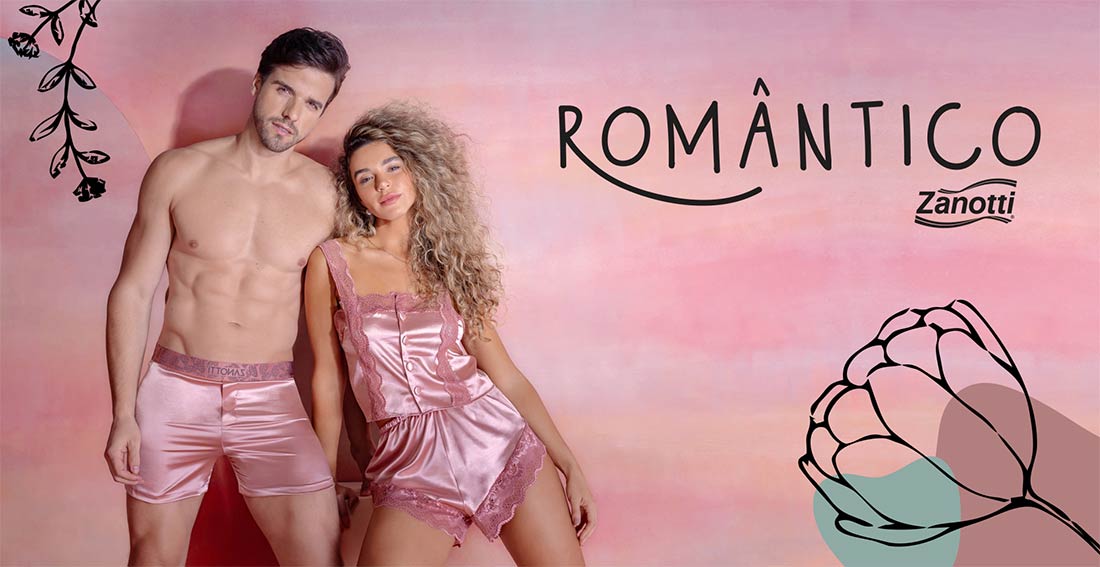 imagem de casal usando lingerie em estilo romântico, uma das linhas de estilo do novo vídeo-book Zanotti