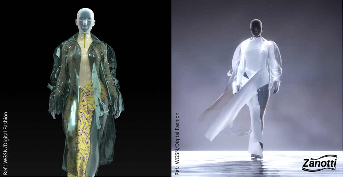 colagem de duas imagens com exemplos da aplicação da moda digital