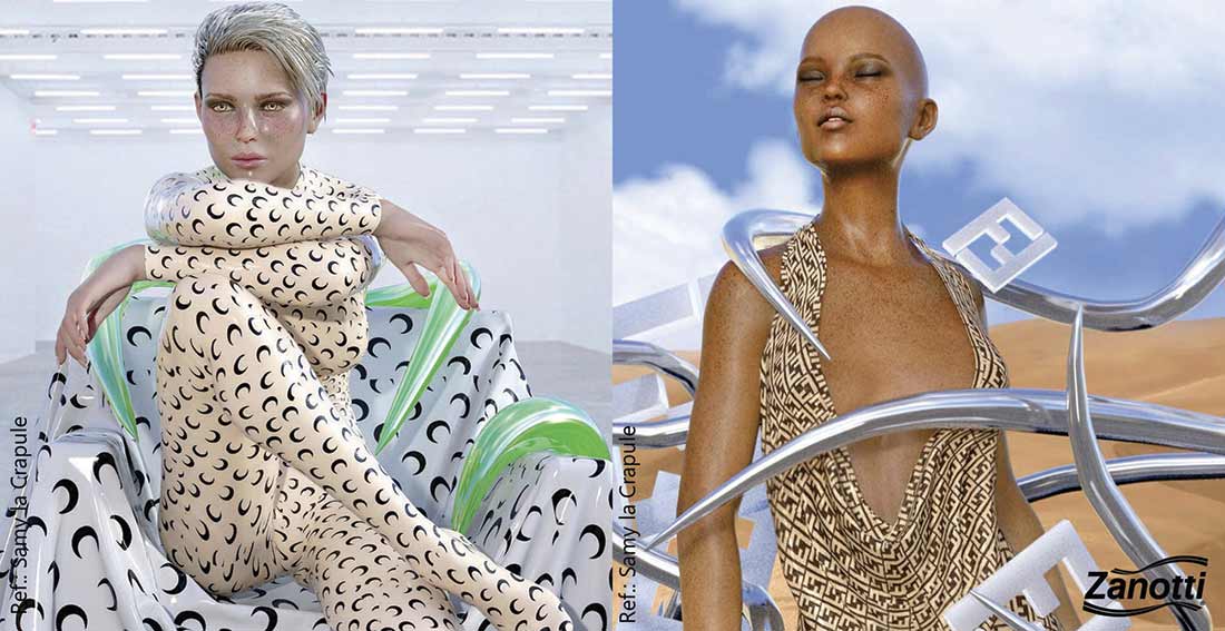dois exemplos de modelo de moda digital