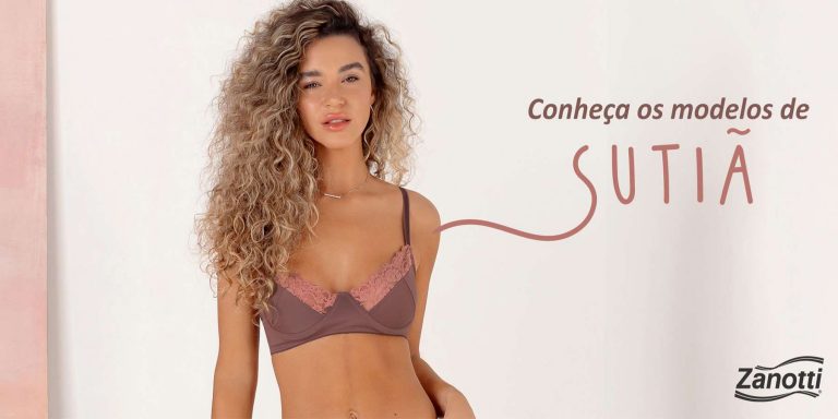 Linda jovem mostrando modelos de sutiã