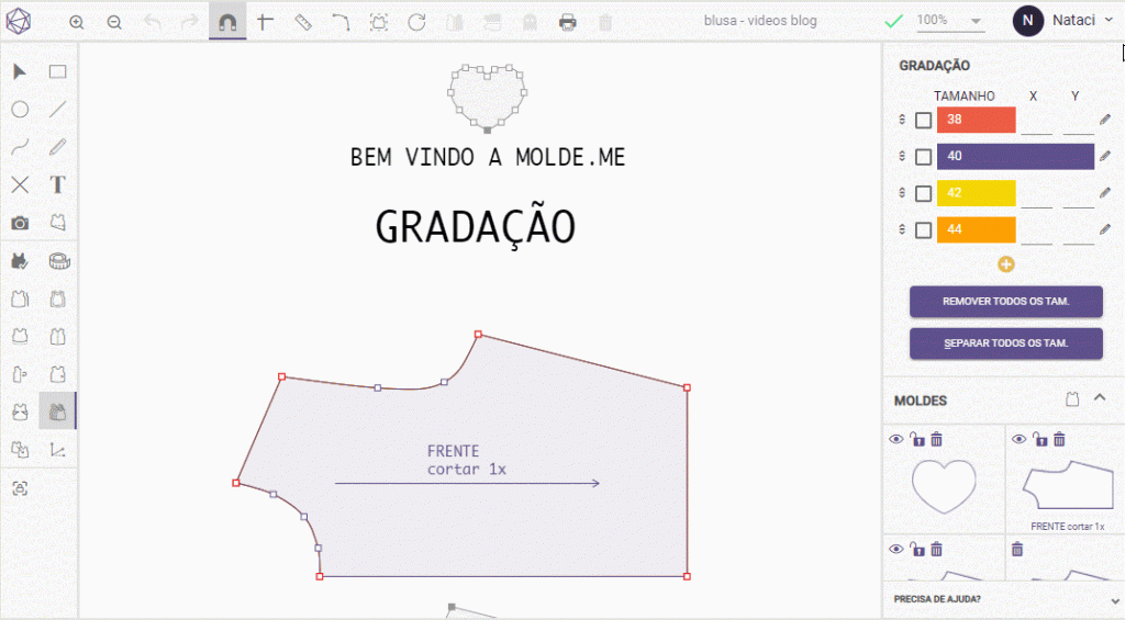gif da tela de gradação do software da Molde.me