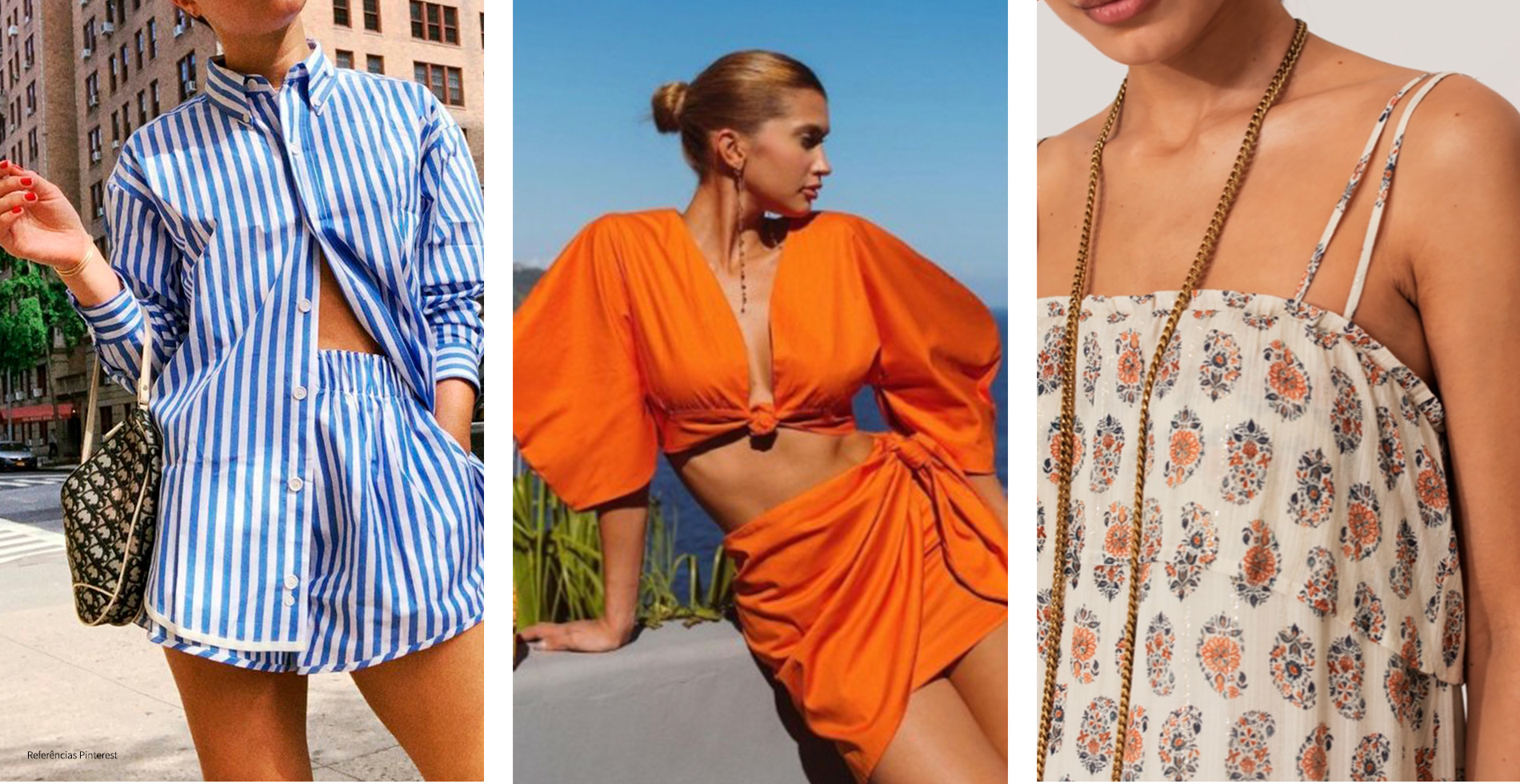 mulheres com diferentes estilos de cores e padrões de roupas de verão
